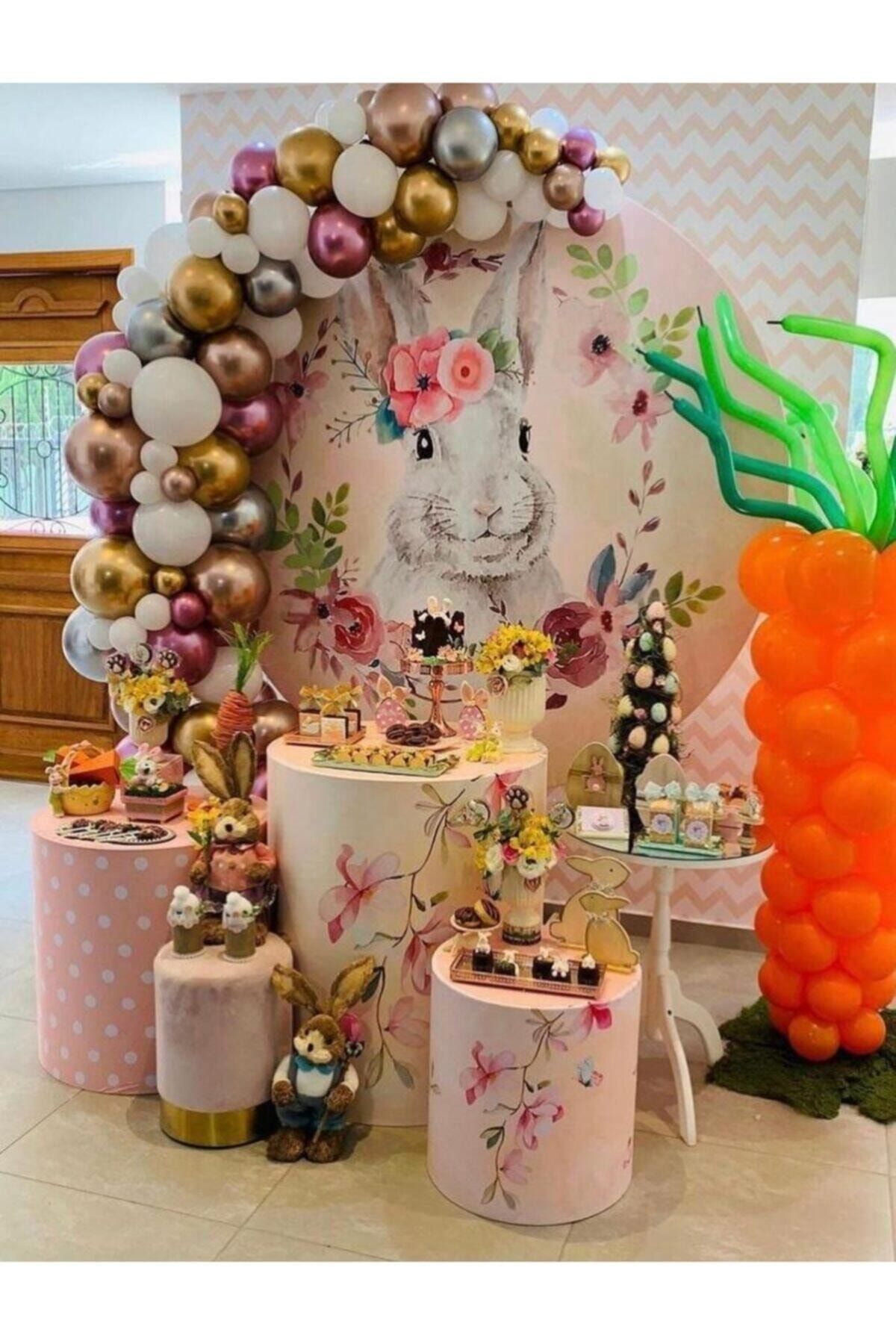 Karışık Krom Balon Pastel Beyaz Balon Zincir