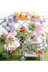 Makaron Lila Pembe Somon Temalı Balon Ve Balon Zincir