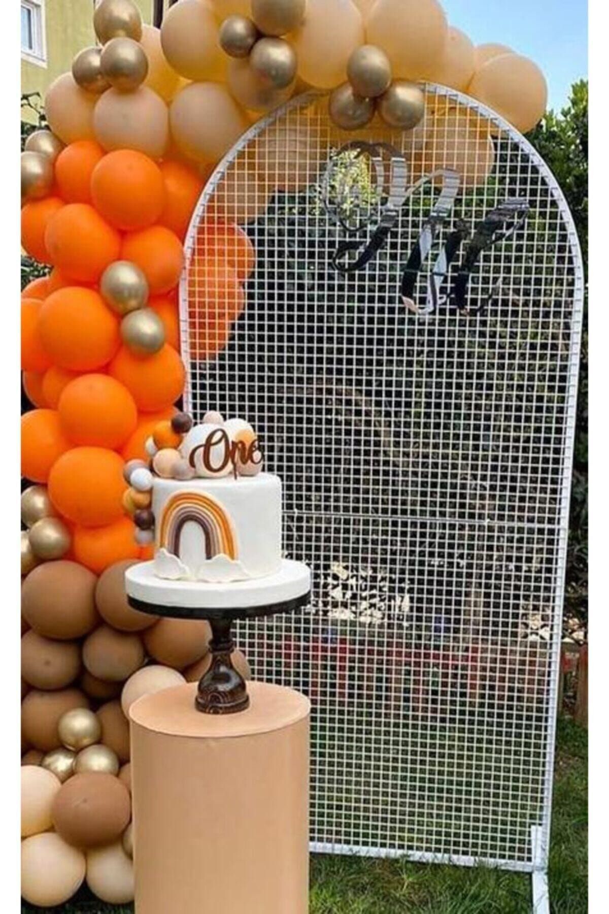 Krom Gold Pastel Karamel Turuncu Ve Sütlü Kahve Balon Zinciri 100 Adet