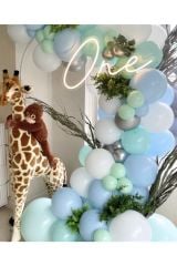 Krom Gümüş Pastel Beyaz Mint Yeşili Ve Mavi Balon Zinciri 100 Adet