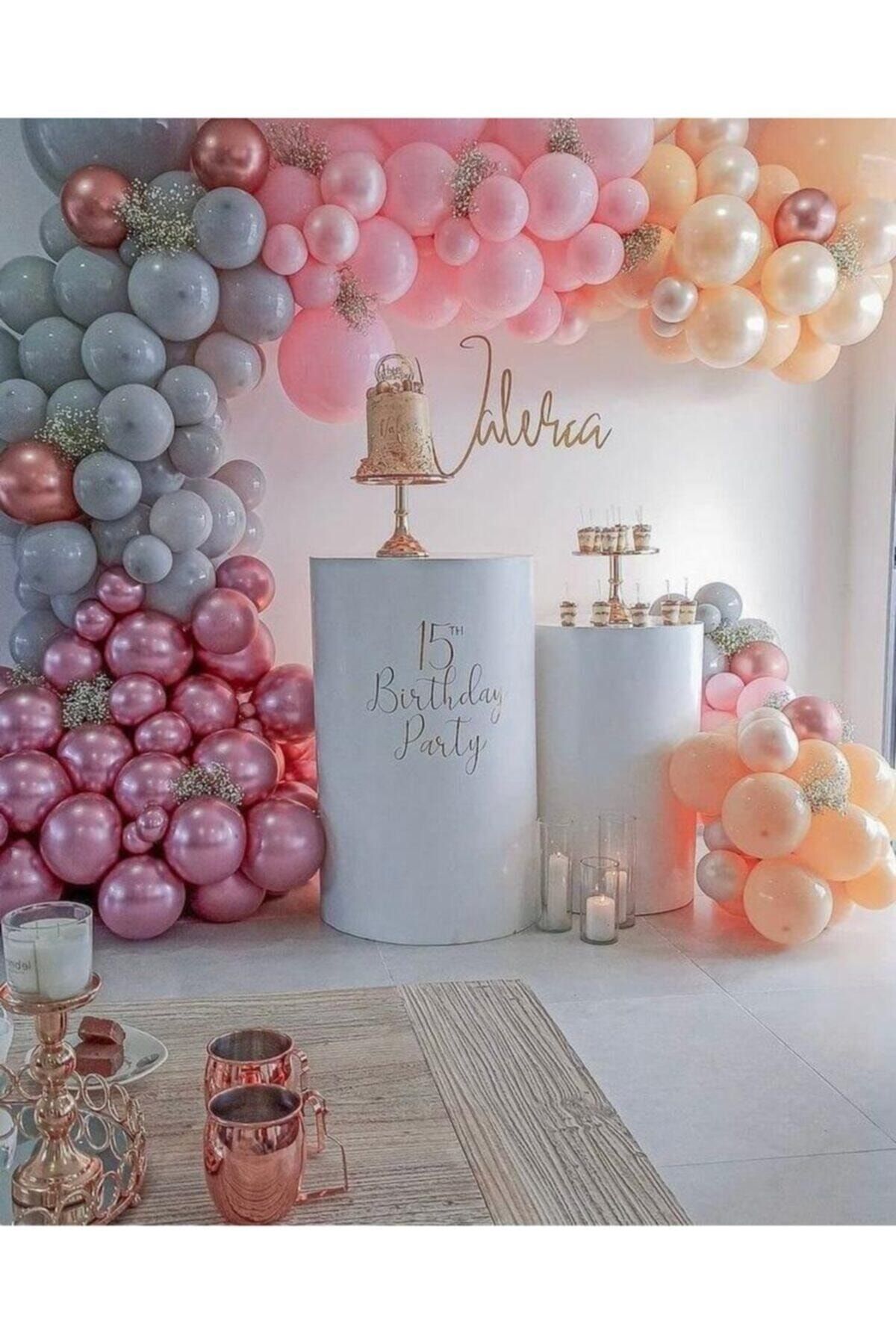 Krom Balon Pastel Balon Özel Gün Konsept Balon Zinciri