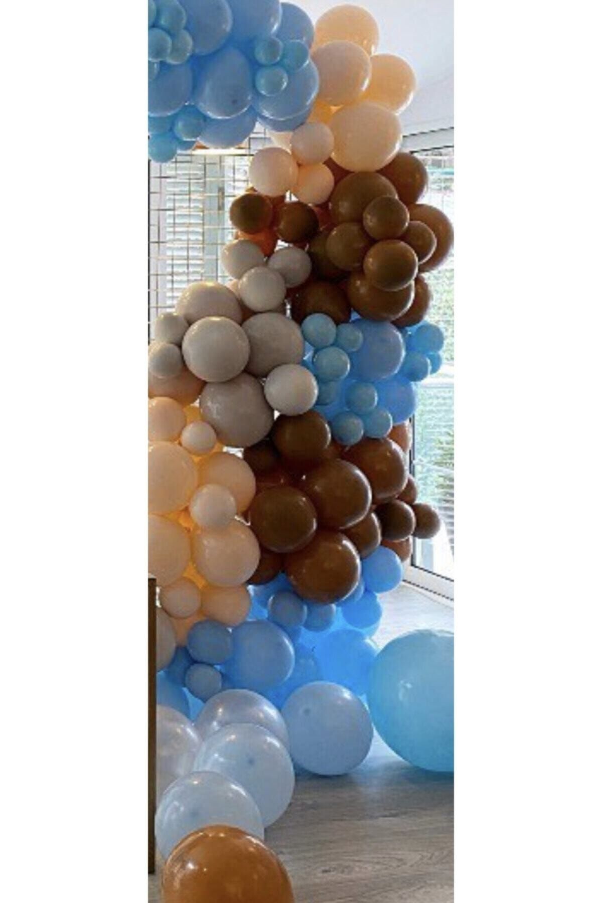 Pastel Balon Zincir Mavi Gri Karamel Somon