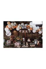 Pastel Balon Zinciri Kahverengi Gri Ten Rengi Beyaz Turuncu