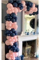 Lacivert Makaron Pembe Renk Balon Zinciri