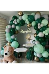 Krom Gold Pastel Koyu Yeşil Mint Yeşili Ve Gri Balon Zinciri 100 Adet