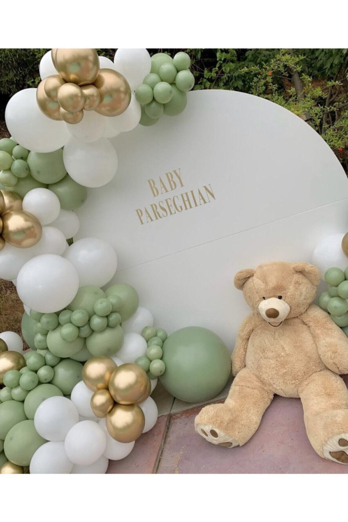 Küf Yeşili Beyaz Krom Gold Balon Konsept Zinciri 100 Adet