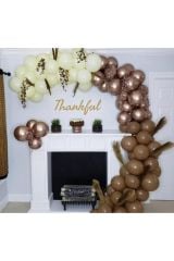 Krom Gold Pastel Kahverengi Makaron Sarı Balon Zinciri 100 Adet
