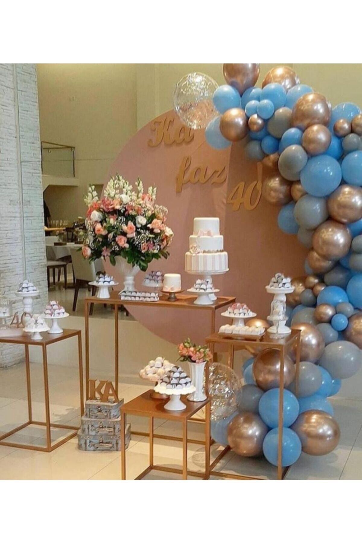 Mavi Balon Krom Gold Balon Zincir