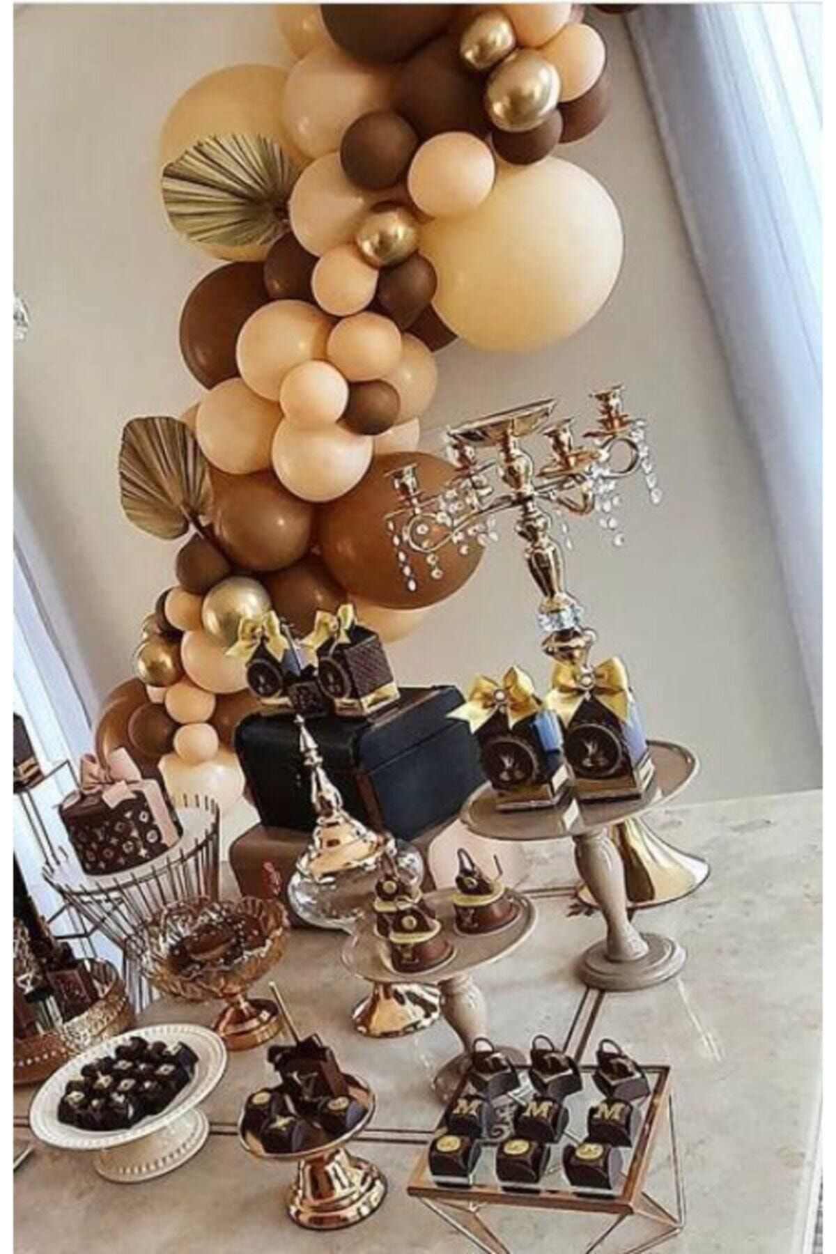 Somon Karamel Pastel Balon Konsept Zincir Balon