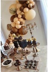 Somon Karamel Pastel Balon Konsept Zincir Balon