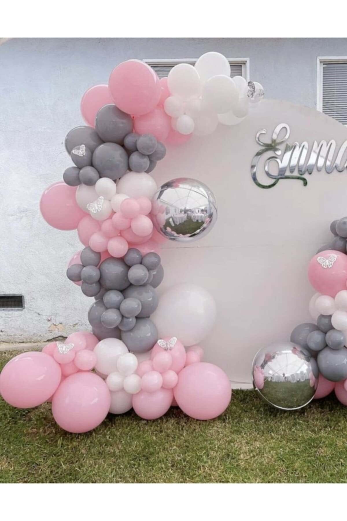 Pembe Beyaz Gri Balon Zinciriniz