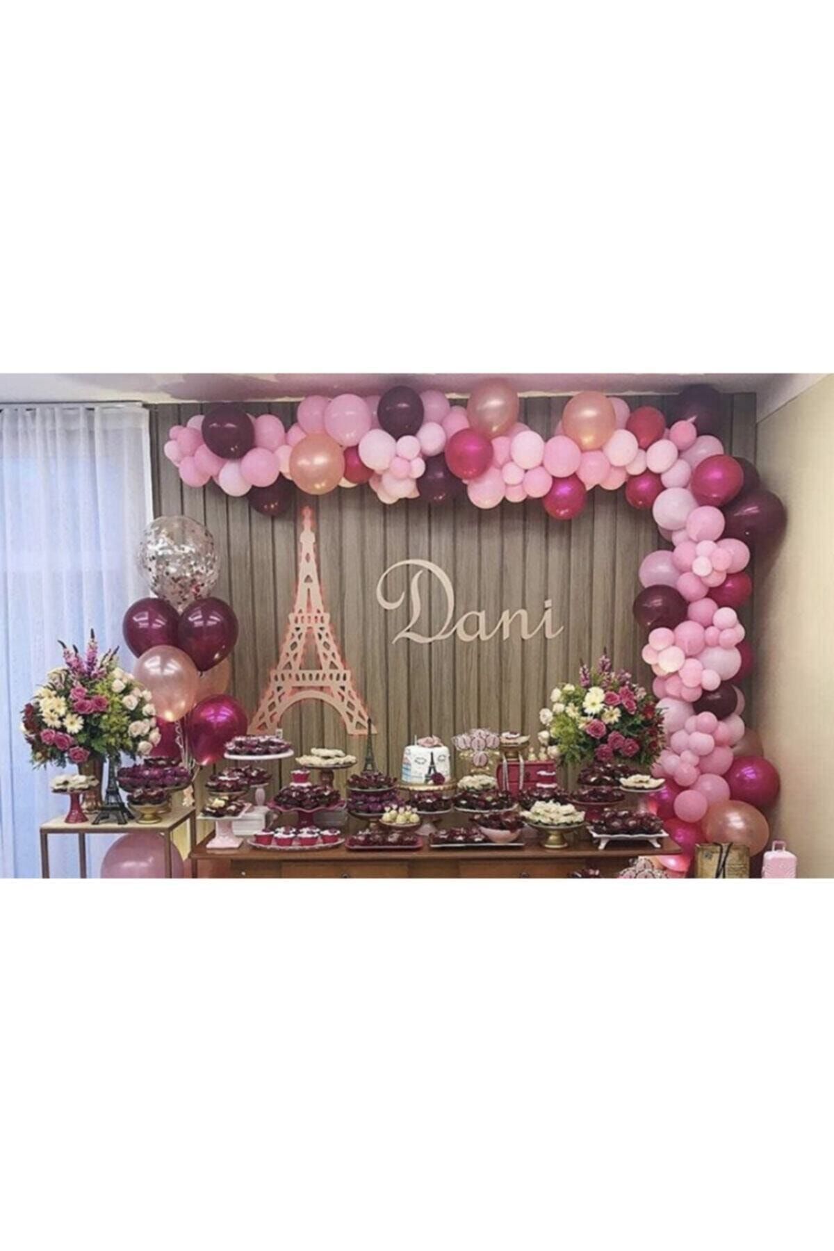 100 Adet Pembe Fuşya Rose Gold Balon Zinciriözel Gün Konsept Balon Zinciri