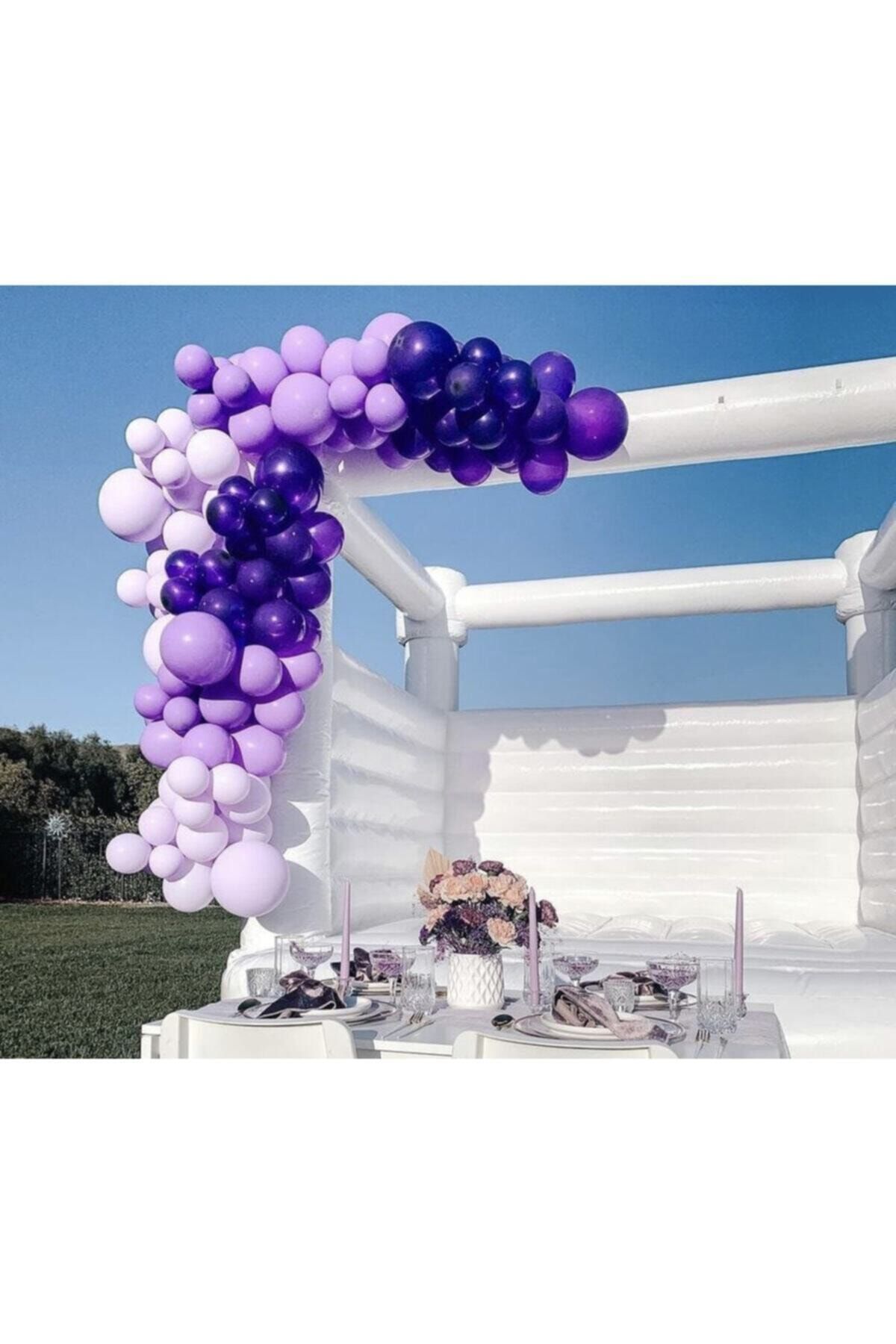 Pastel Mor Lila Ve Beyaz Balon Zinciri 100 Adet