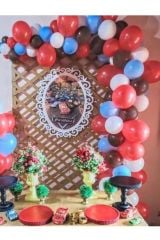 Araba Temalı Balon Zincir Kırmızı Beyaz Kahverengi Mavi Set 100 Adet