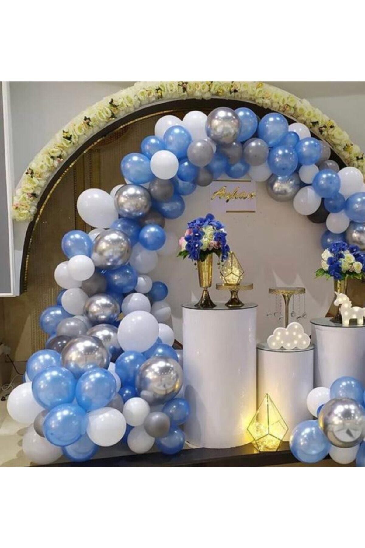 Krom Gri Mavi Tonlarda Balon Zincir