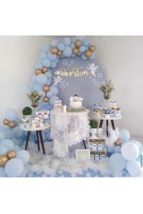 Krom Gold Pastel Mavi Balon Zinciri