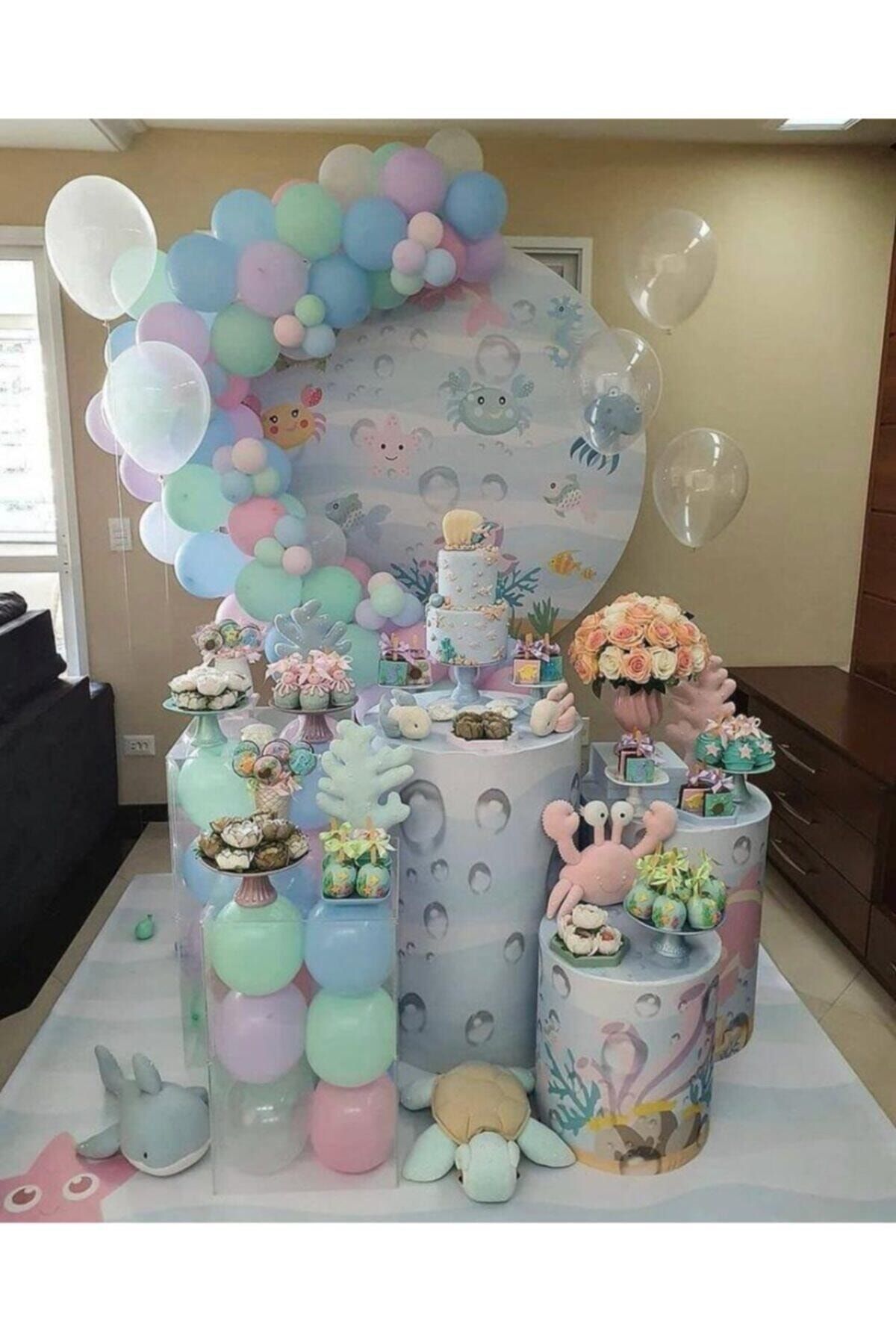 Pastel Balon Deniz Kızı Konsept Balon Renkleri Zincir