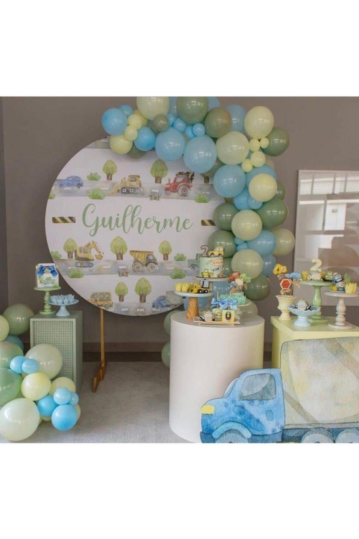 Pastel Küf Yeşili Mavi Ve Vanilya Balon Zinciri 100 Adet