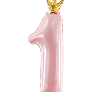 Taçlı 1 Rakam Pembe Folyo Balon 5841