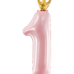 Taçlı 1 Rakam Pembe Folyo Balon 5841