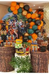 Pastel Balon Koyu Yeşil Siyah Turuncu Metalik Gold Balon Zinciri