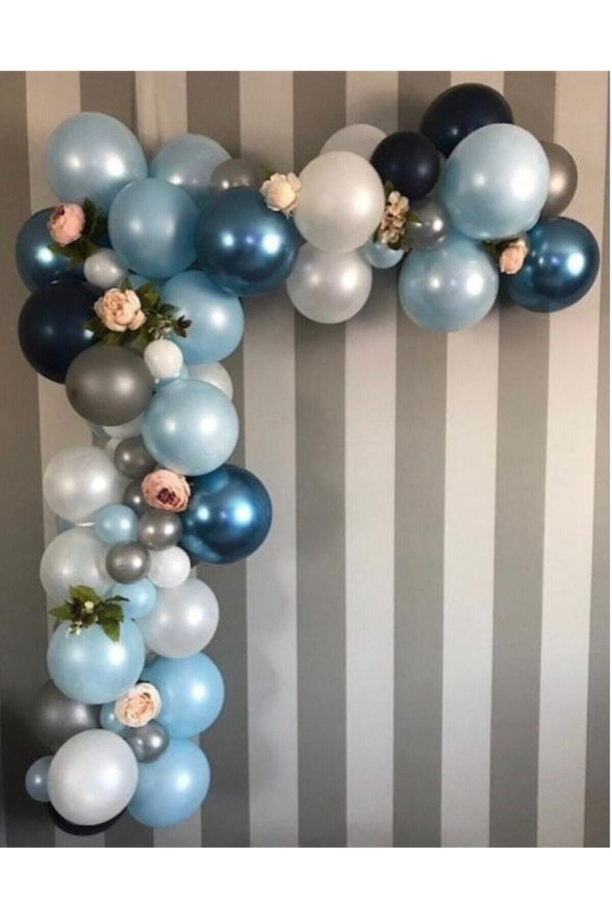 Krom Mavi Mavi Ton Özel Gün Konsept Balon Balon Zincir