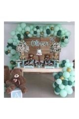 Özel Gün Konsept Mint Yeşil Koyu Yeşil Gold Balon Zincir