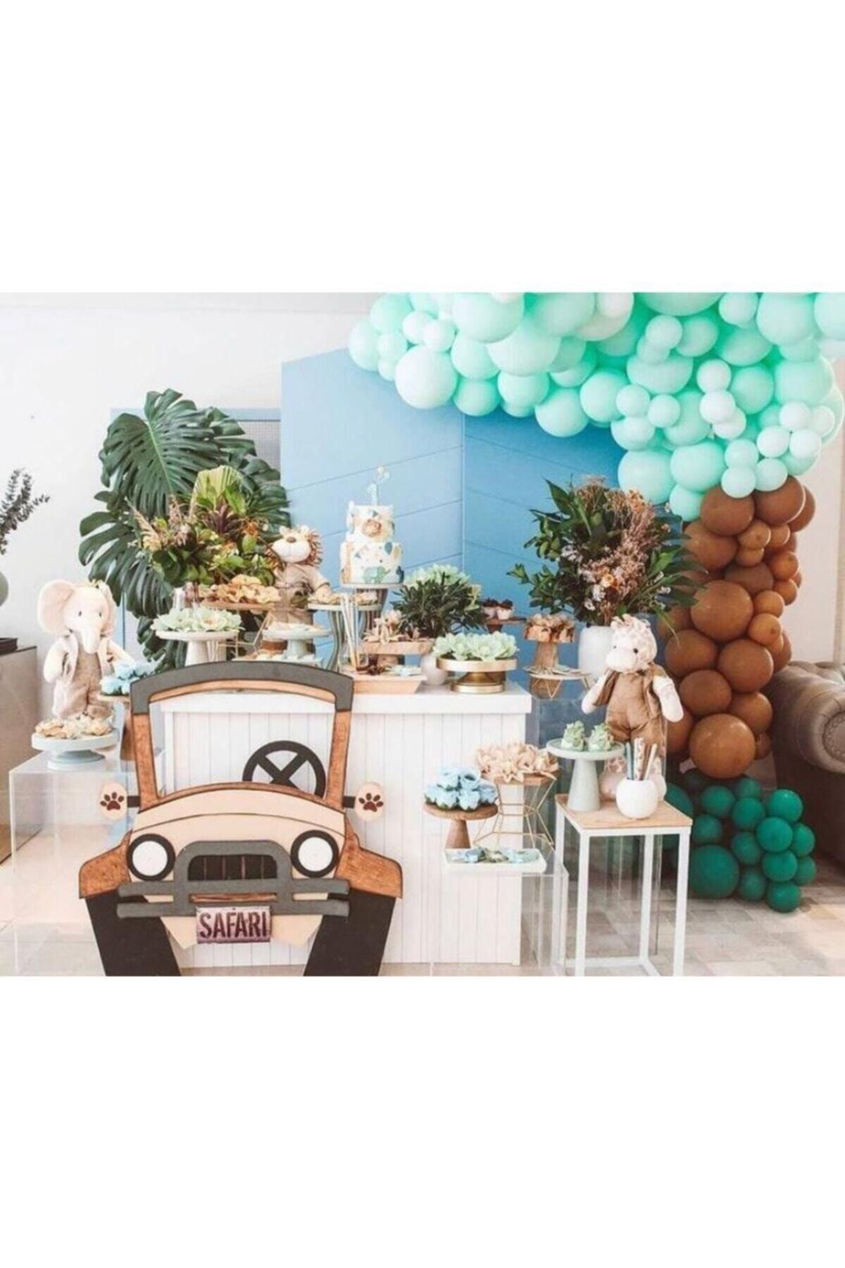 Pastel Koyu Yeşil Mint Yeşili Ve Karamel Balon Zinciri 100 Adet