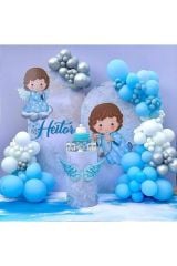 Krom Gümüş Mavi Beyaz Balon Zincir