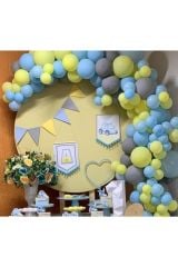 Sarı Gri Mavi Pastel Balon Balon Zincir