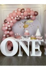Krom Pembe Pastel Makaron Pembe Ve Beyaz Balon Zinciri 100 Adet