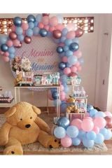 Cinsiyet Belirleme Balon Konsept Krom Pembe Krom Mavi Cinsiyet Belirleme Partisi Balon