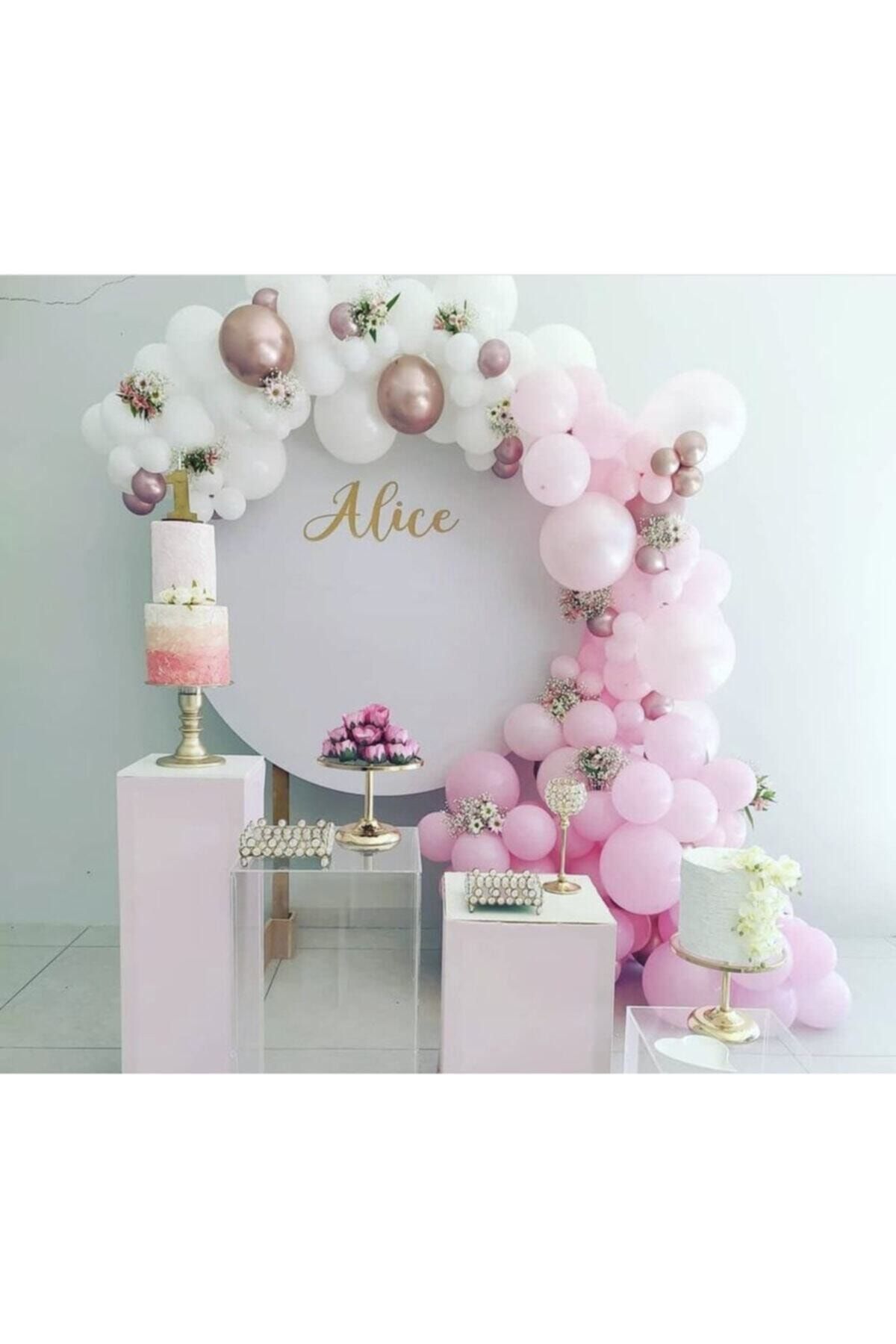 Pembe Beyaz Rose Krom Balon Zinciri