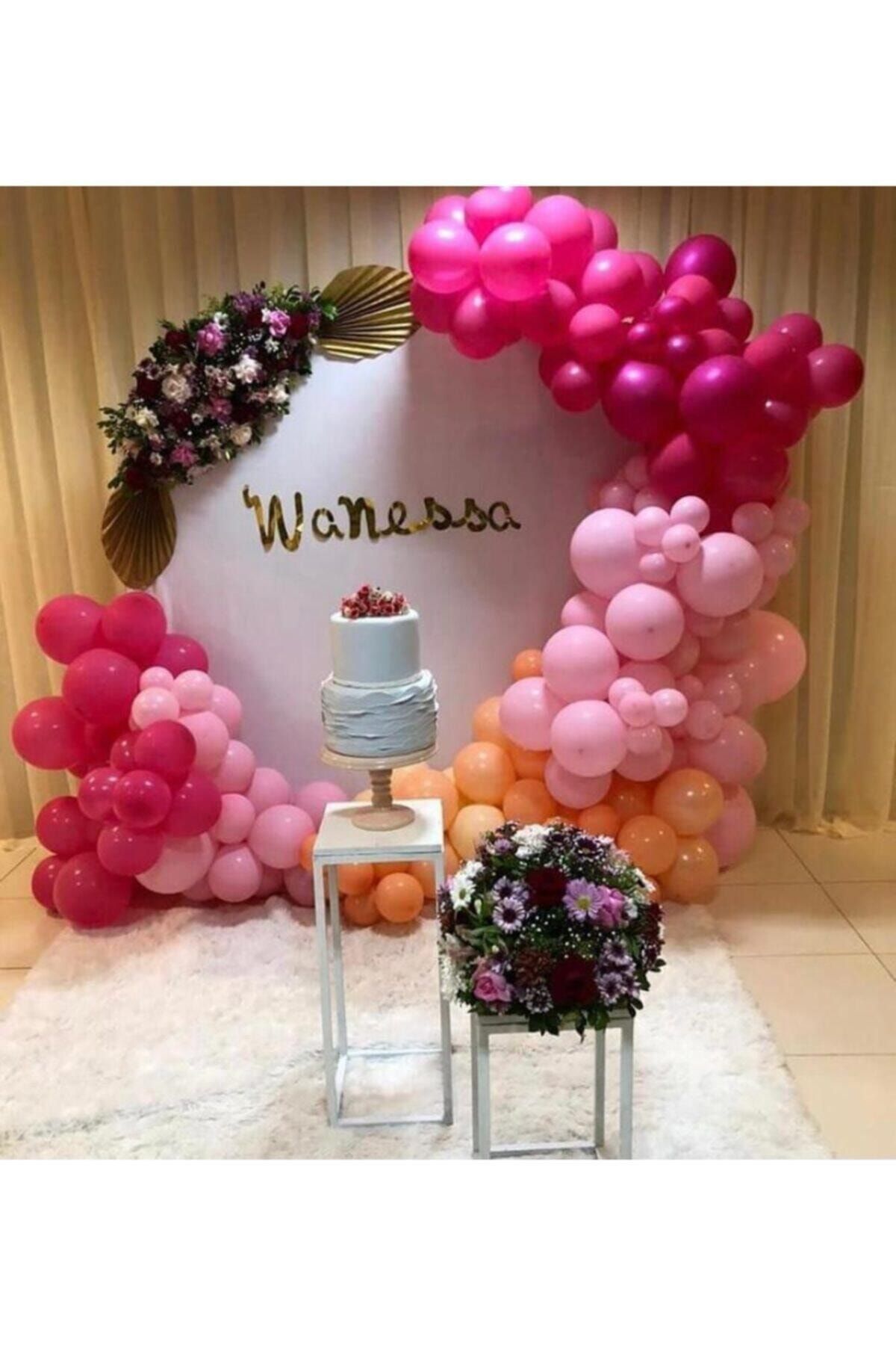 Pastel Fuşya Makaron Pembe Ve Somon Balon Zinciri 100 Adet