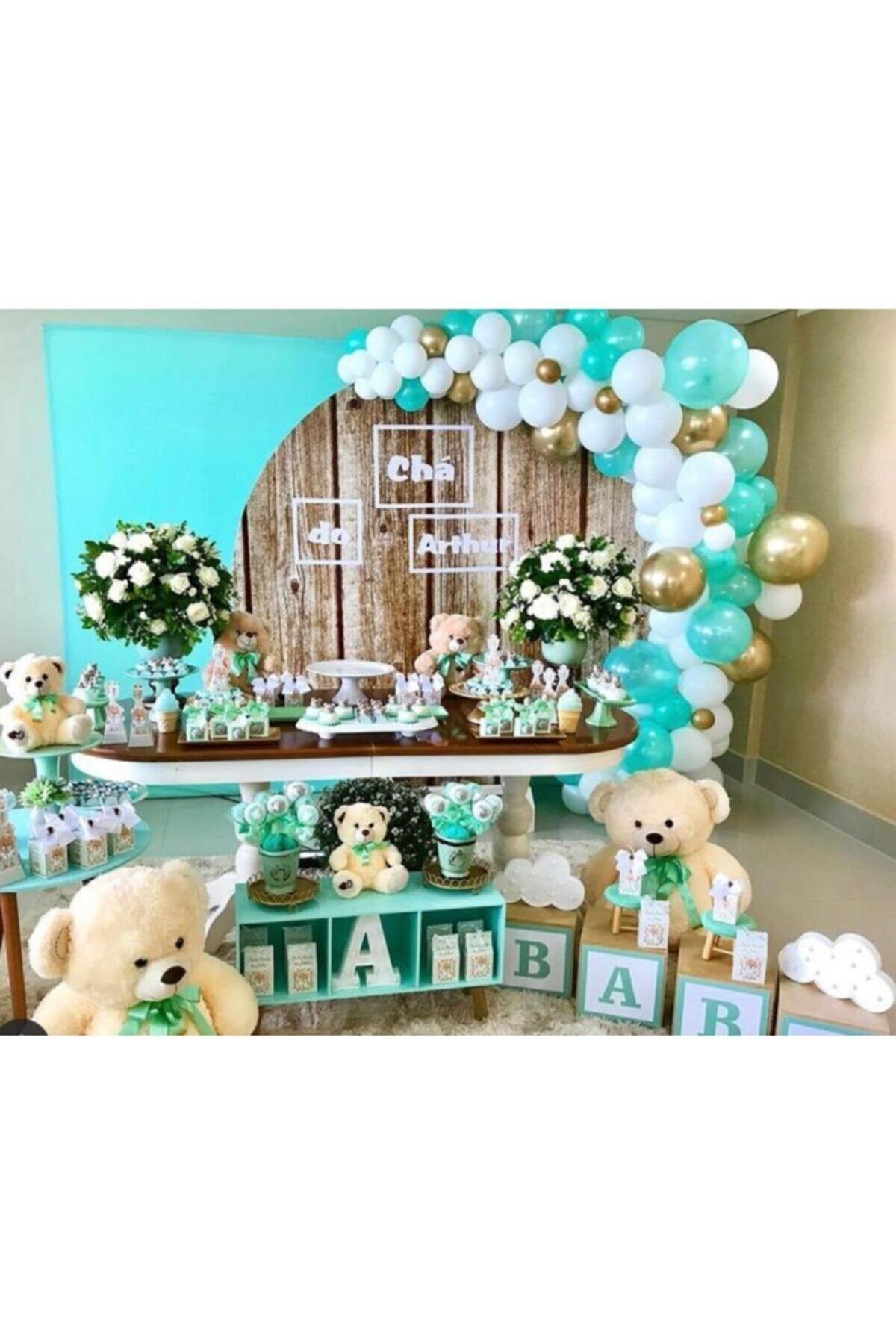 Krom Gold Mint Yeşili Pastel Beyaz Balon Zincir