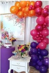 Fuşya Turuncu Mor Renklerde Balon Zinciri