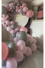 Pastel Balon Zinciri Pembe Gri 100 Adet