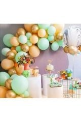 Somon Mint Yeşili Gold Balon Ve Balon Zincir
