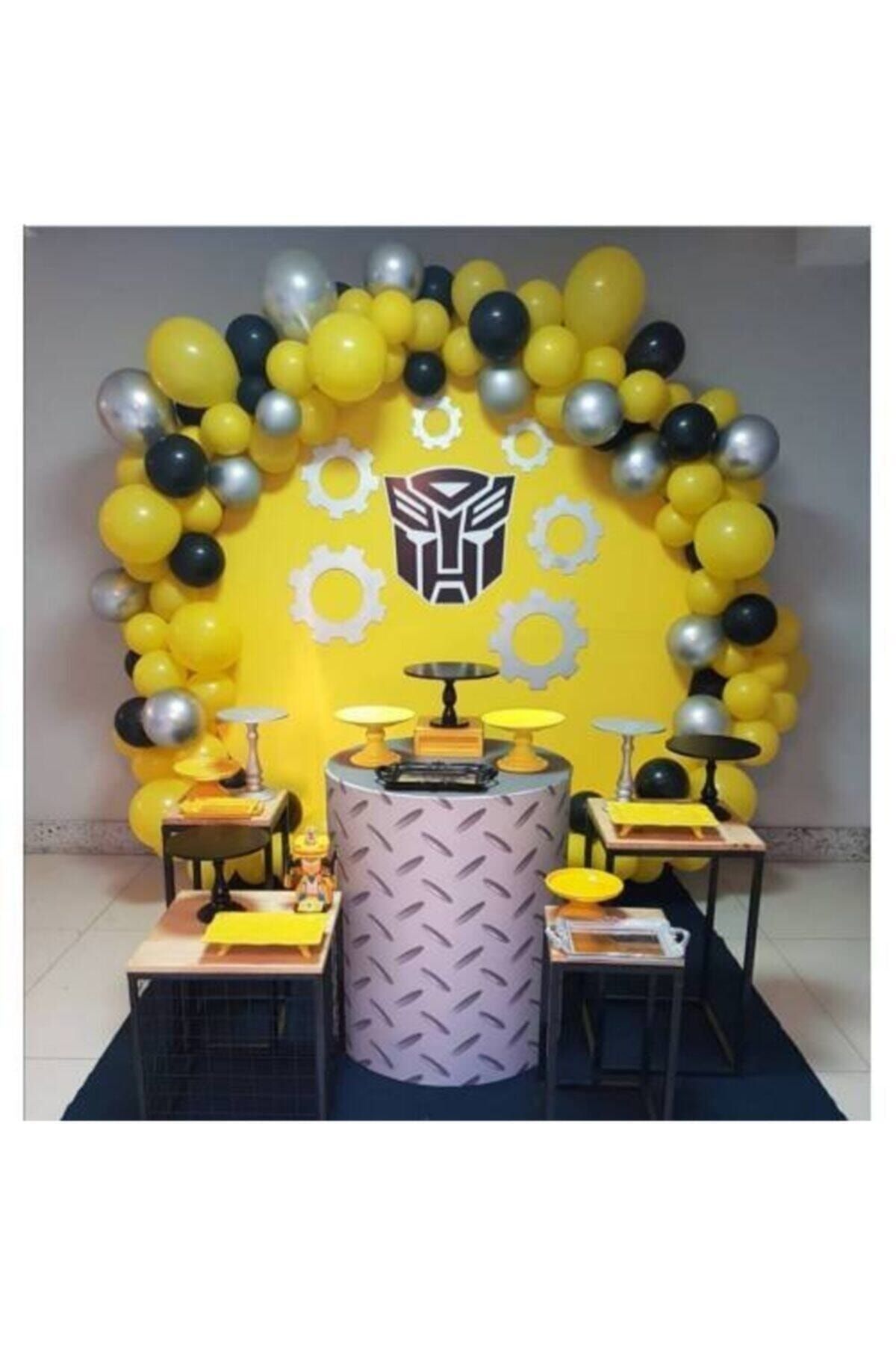 Sarı Siyah Gümüş Balon Konsept Balon Ve Balon Zinciri Konsept 124
