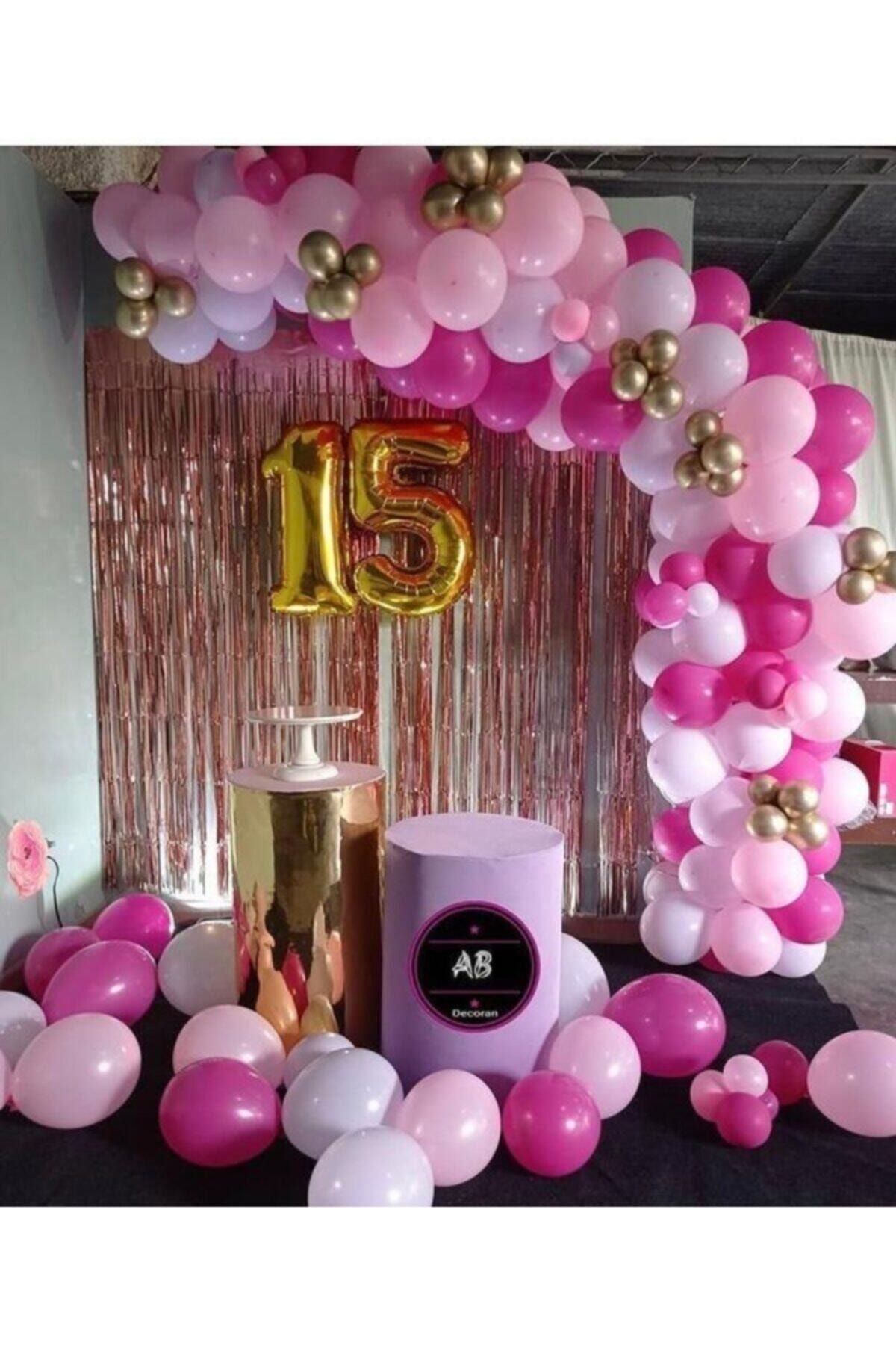Krom Gold Fuşya Makaron Pembe Balon Balon Zincir