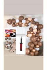 105 Adet Balon Krom Gold - Karamel Kahve-pastel Beyaz Somon Balon -+balon Pompası
