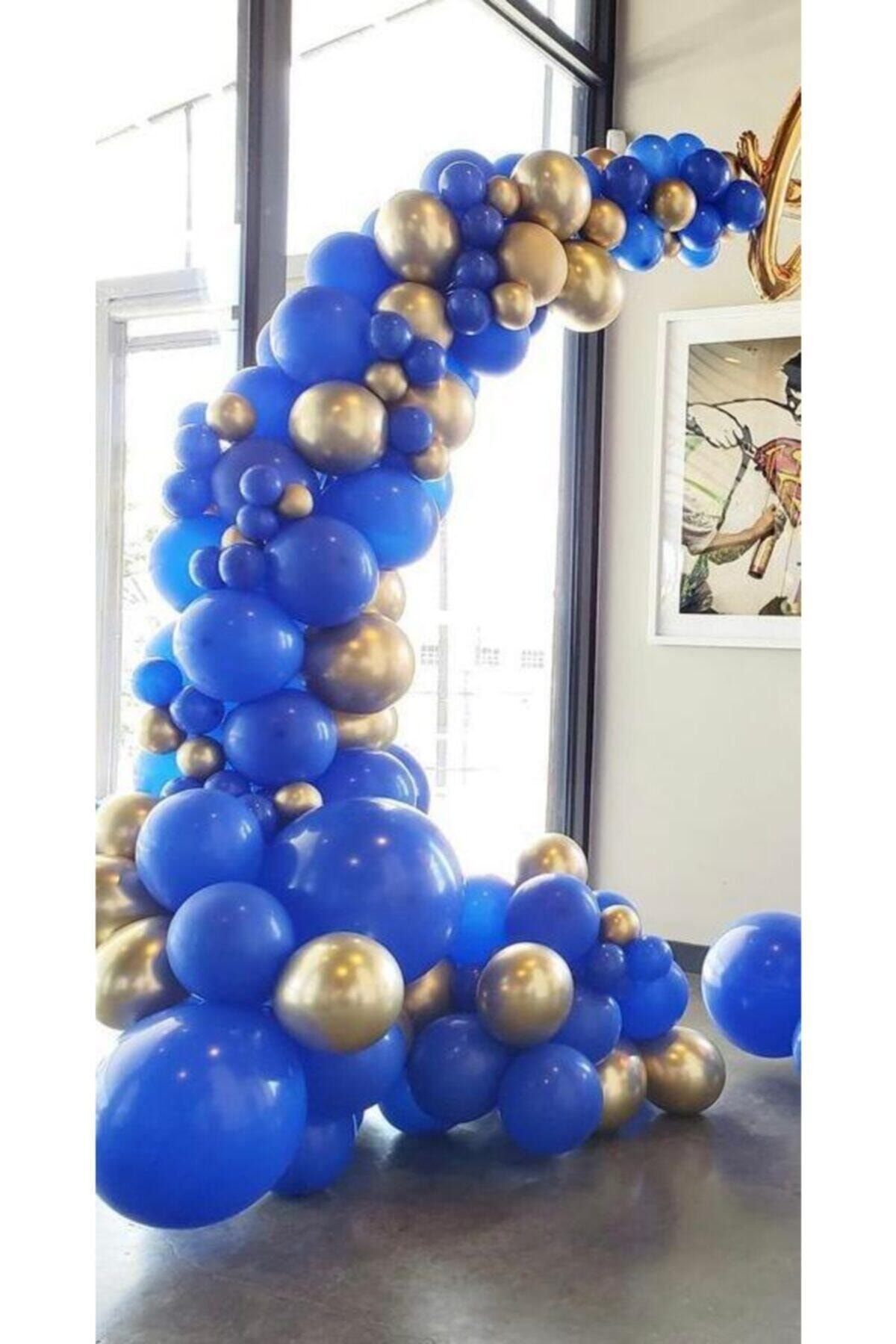 Krom Beyaz Altın Ve Pastel Mavi Balon Zinciri100 Adet
