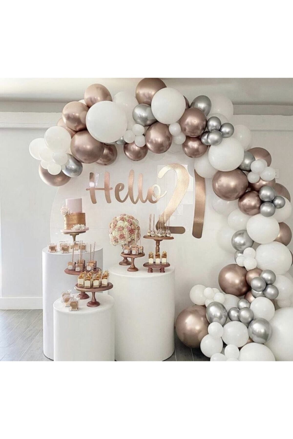 Krom Rose Gold Gümüş Ve Beyaz Balon Zinciri 100 Adet