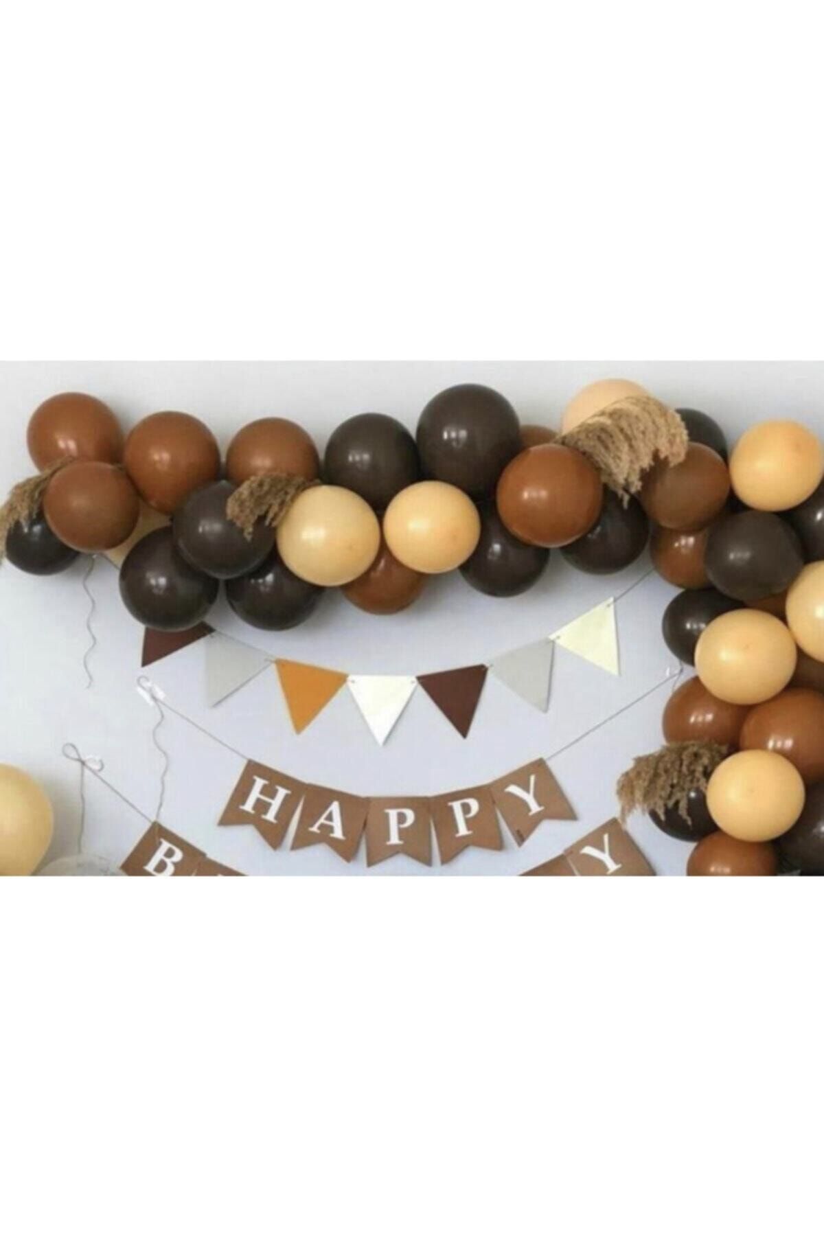 Çikolata Kahverengi Somon Karamel Kahverengi Renkte Balon Zinciri 3 Renk Kombin