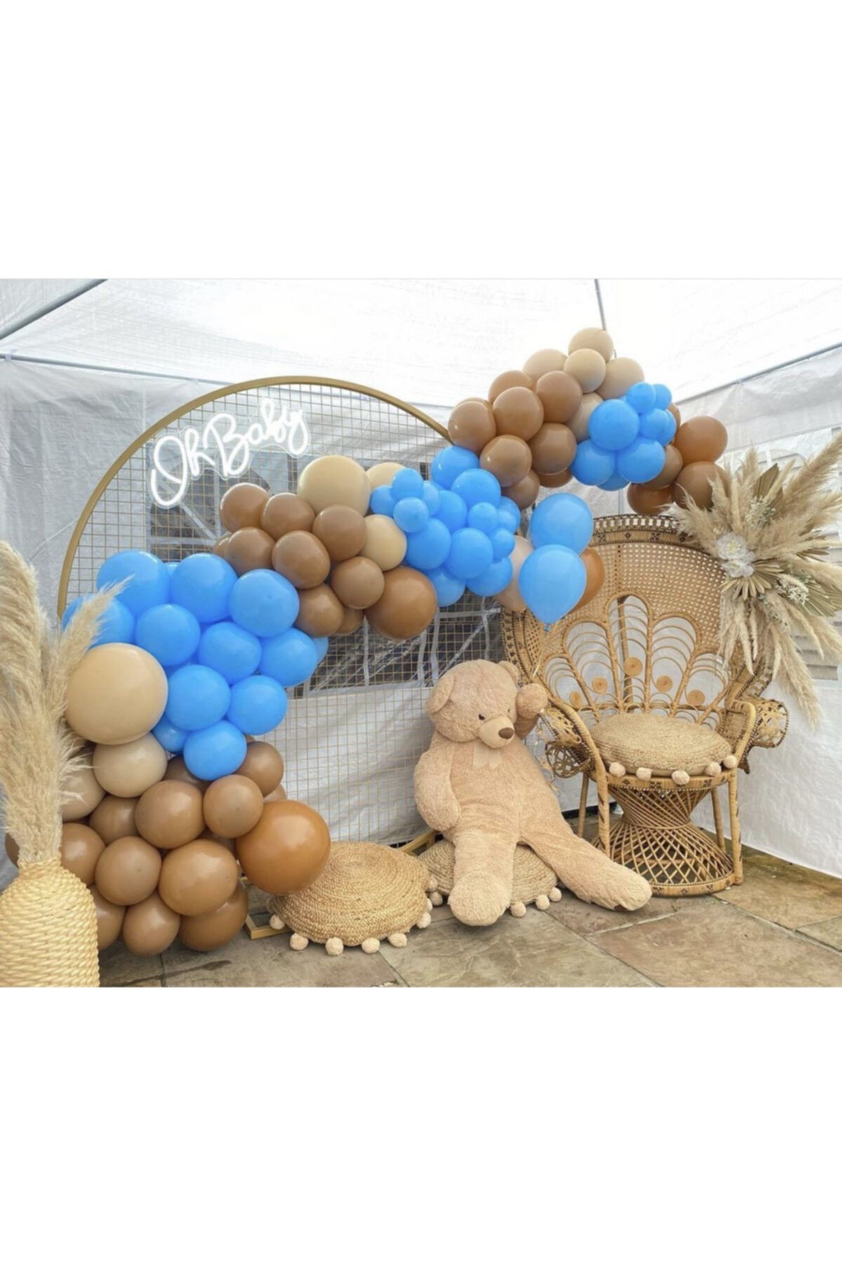 Makaron Mavi Sütlü Kahve Ve Karamel Balon Zinciri 100 Adet