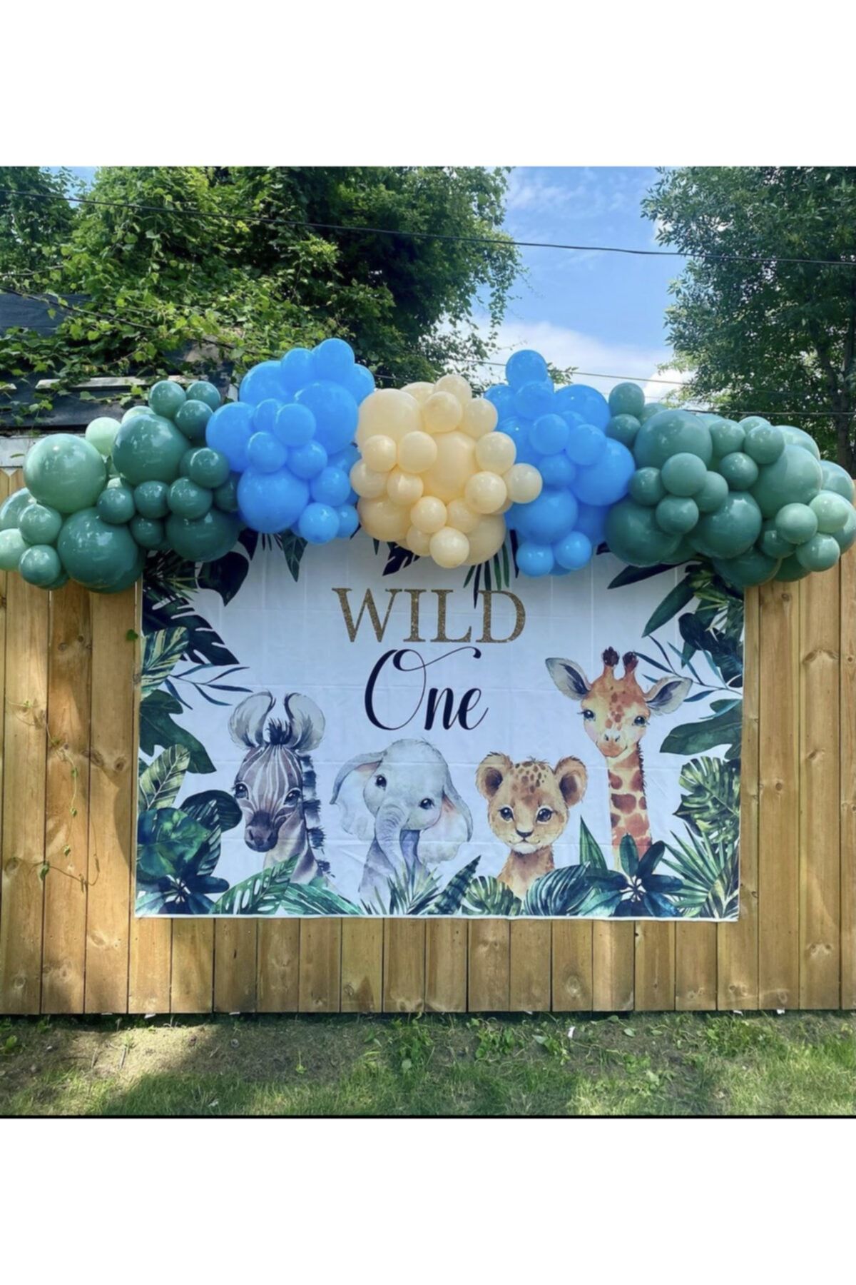 Adaçayı Mavi Cam Ve Ten Rengi Balon Zinciri 100 Adet