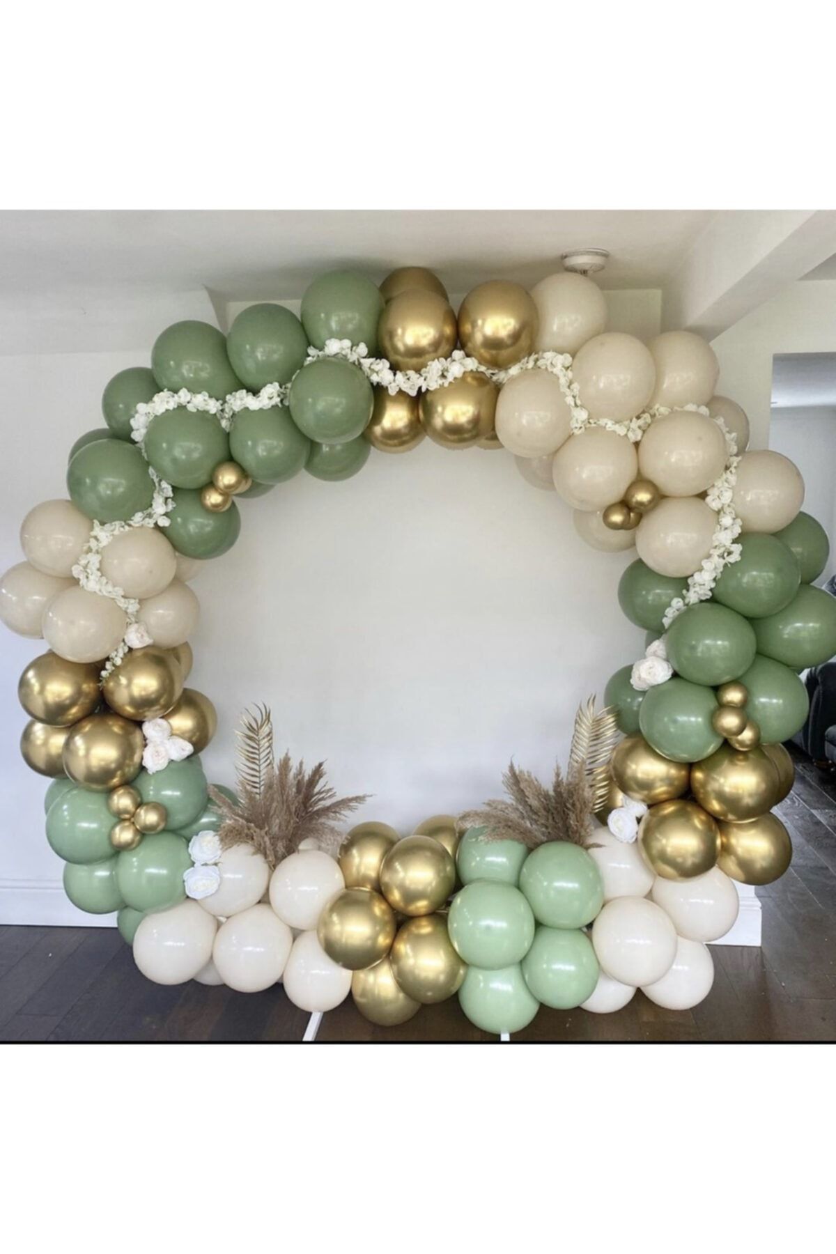 Krom Gold Retro Deniz Kumu Ve Kış Yeşili Balon Zinciri 100 Adet