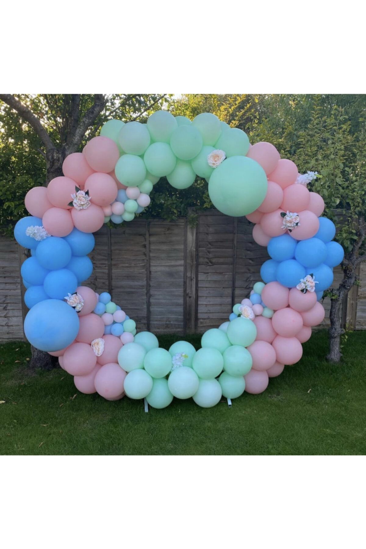 Makaron Pembe Mavi Mint Yeşili Balon Zinciri 100 Adet