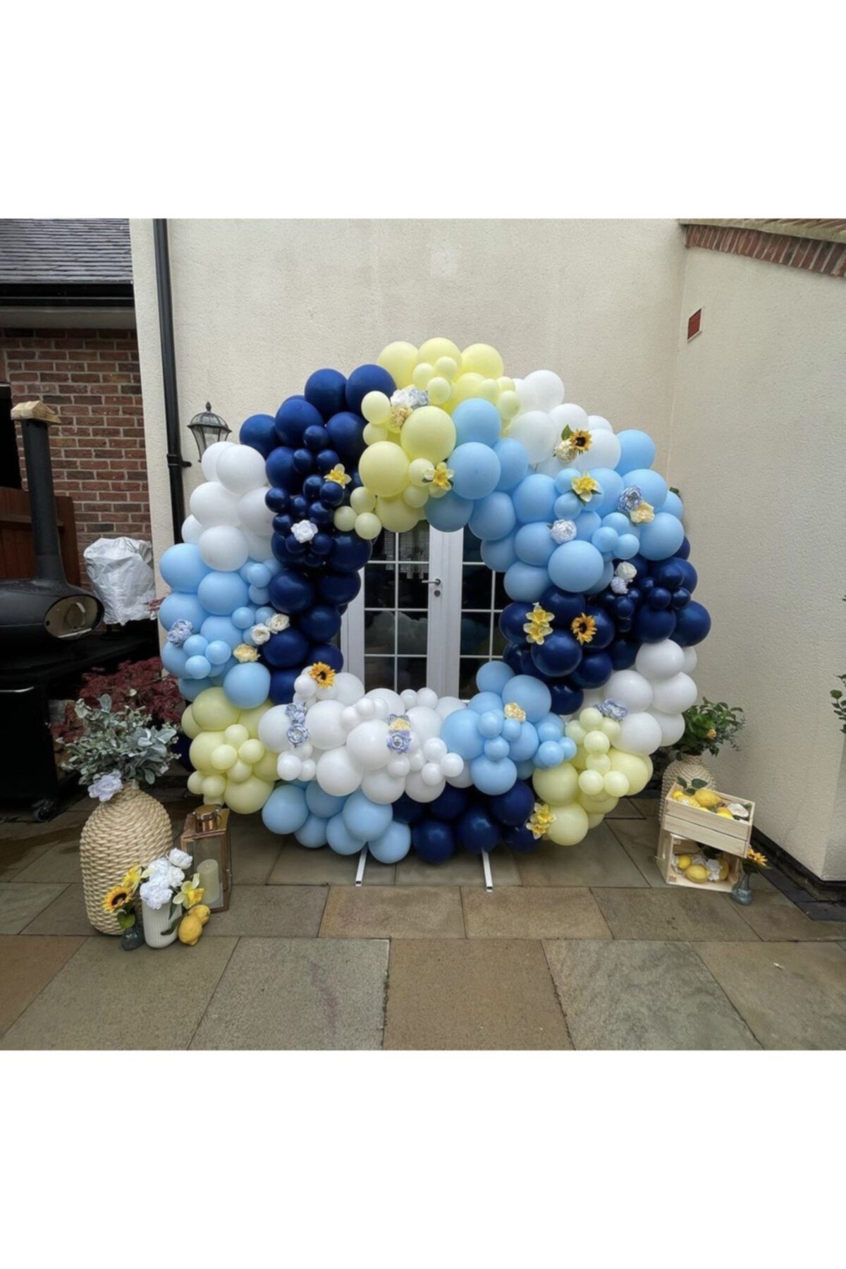 Makaron Mavi Gece Mavisi Beyaz Ve Vanilya Balon Zinciri 100 Adet