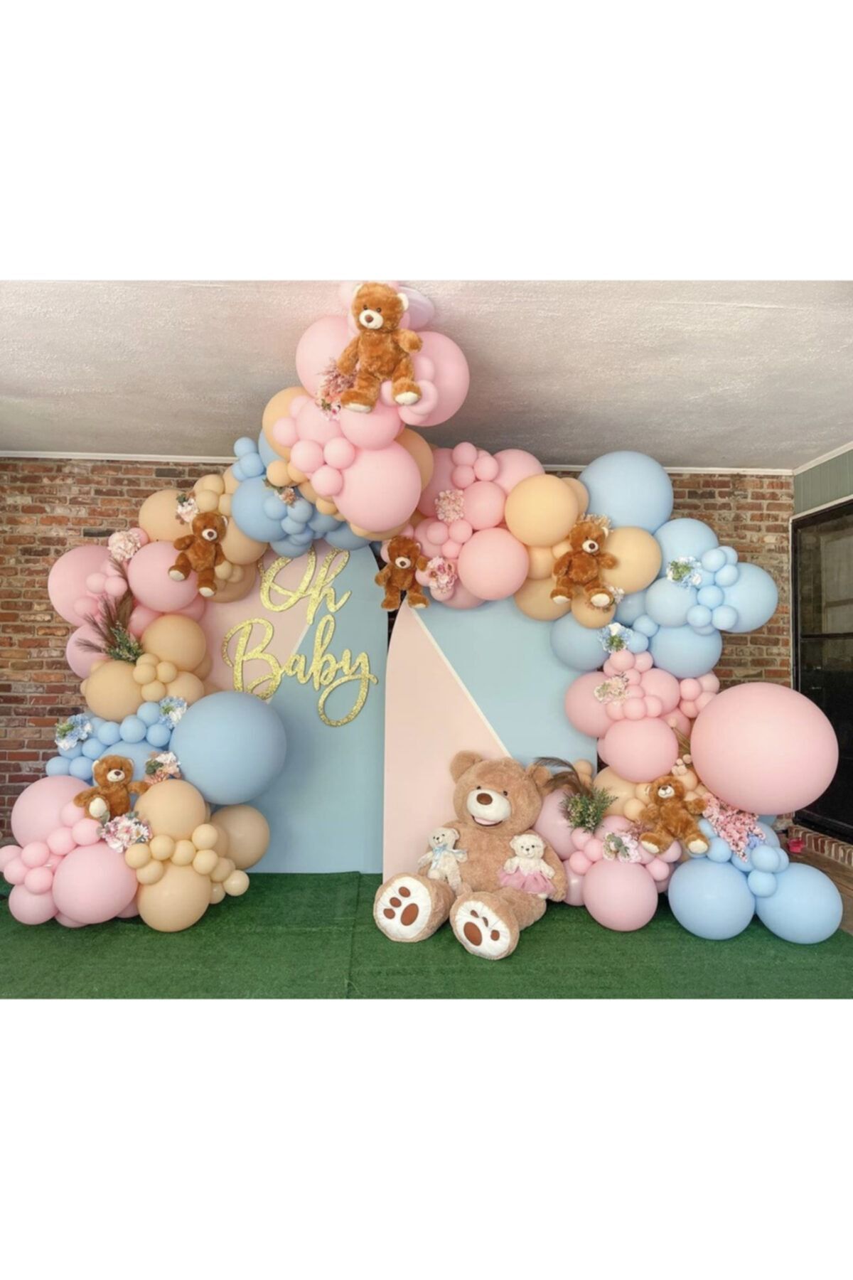 Pastel Makaron Pembe Mavi Ve Somon Balon Zinciri 100 Adet